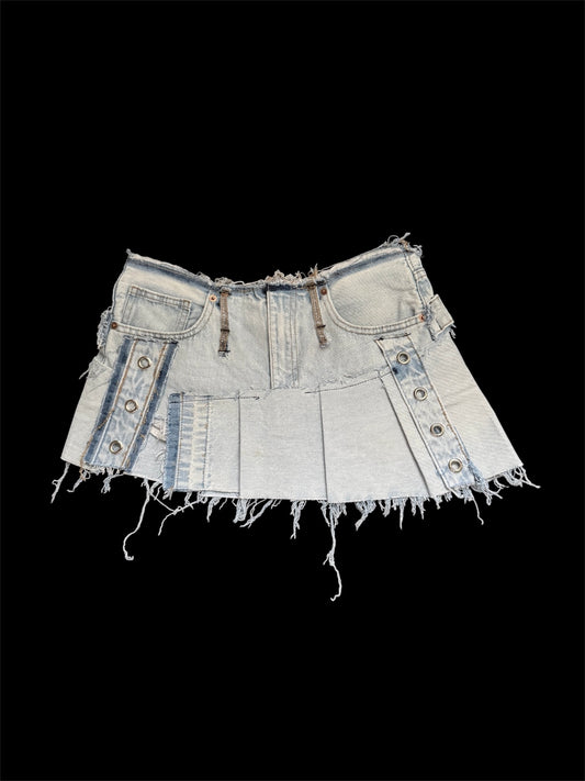 eyelet denim skirt