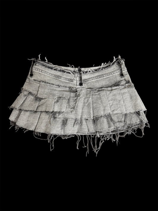 gray distressed skirt