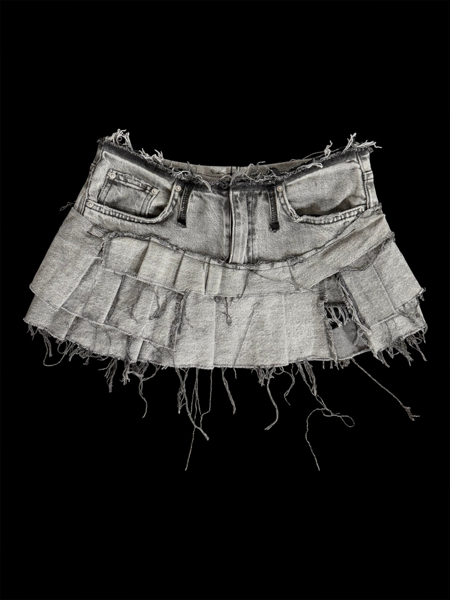 gray distressed skirt
