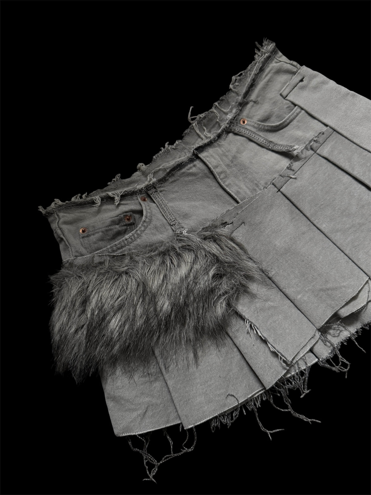 Fur gray skirt