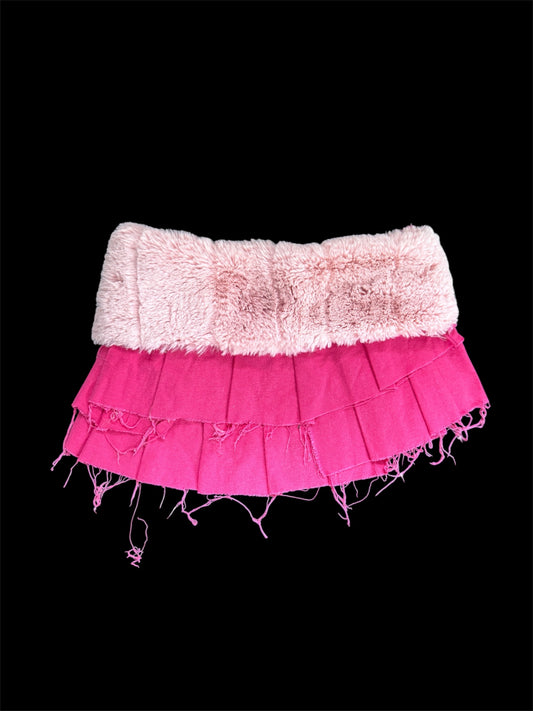 pink fur skirt